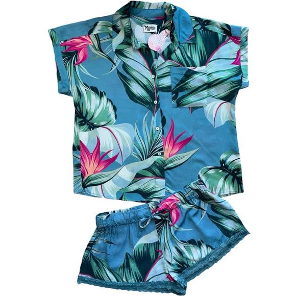 NWT Show Me Your MuMu Tropical Palm & Floral Print Pajama Set Size XS - Picture 8 of 8